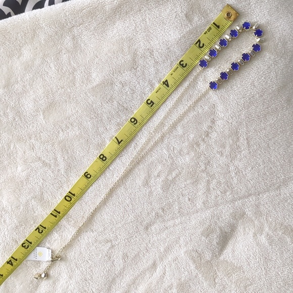 NEW Kendra Scott Tammy Custom Color Bar Necklace Gold Cobalt Blue Adjustable - Picture 9 of 14